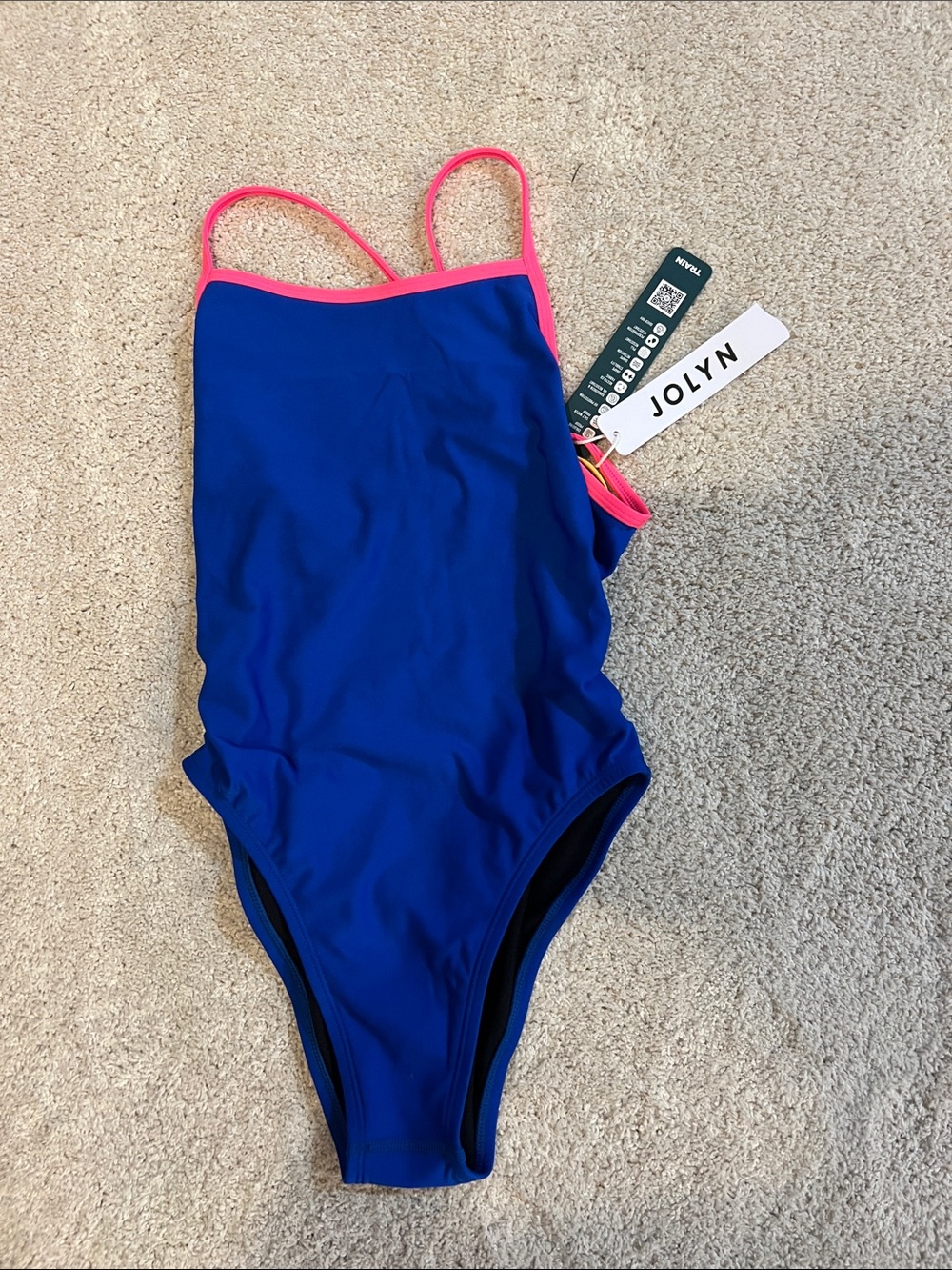 Jolyn Clothing Royal Blue One-Piece with Pink Trim